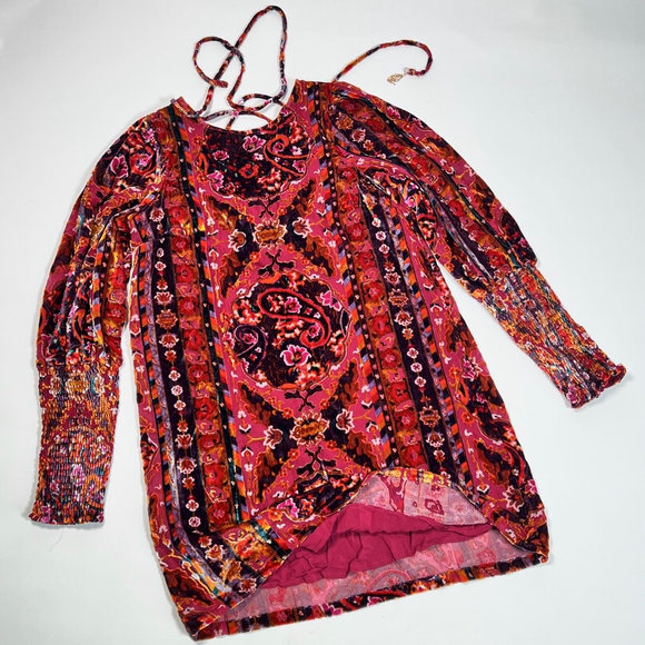 ANTHROPOLOGY Womens Dress Velvet Mini Cocktail Dress Size 4 Burgundy Red Orange - Picture 6 of 15